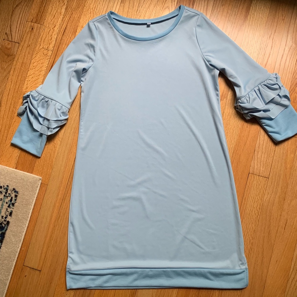 Robin’s Egg Blue Ruffle Sleeve Dress